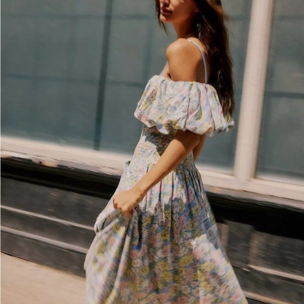 Free People Lewis Smocked Floral Maxi Dress – NWOT Size S Romantic Boho​​ - Picture 2 of 8